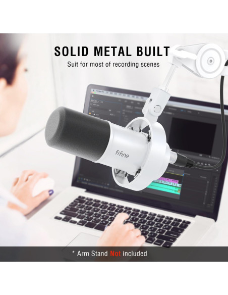 Micrófono Dinámico XLR/USB FIFINE K688W+L9 con Cable 3m