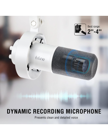 Micrófono Dinámico XLR/USB FIFINE K688W+L9 con Cable 3m