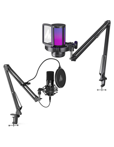 Micrófono USB MAONO DGM20S con Iluminación RGB y Cancelación de Ruido