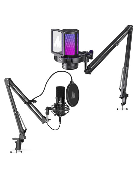 Micrófono USB MAONO DGM20S con Iluminación RGB y Cancelación de Ruido