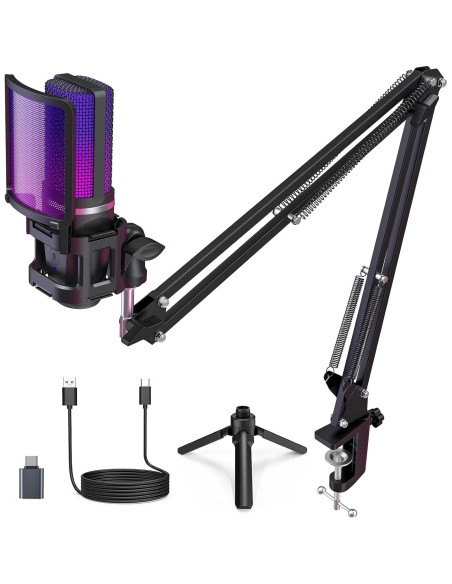 Micrófono USB Gaming ZealSound A68S con Cubierta Peluda