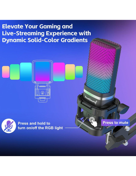 Micrófono USB Gaming ZealSound A68S con Cubierta Peluda