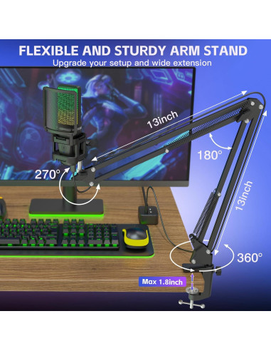Micrófono USB Gaming ZealSound A68S con Cubierta Peluda