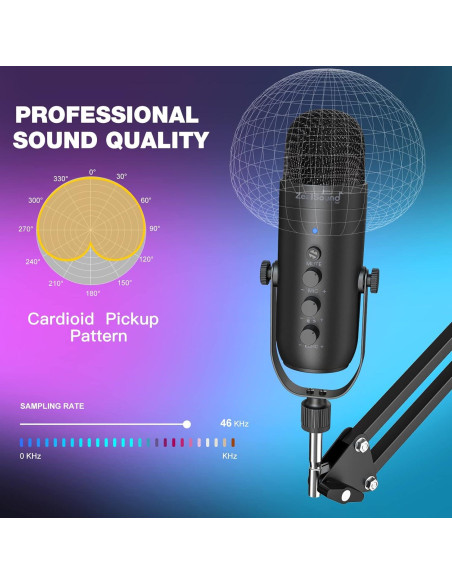 Kit Micrófono USB ZealSound K66K-S con Filtro Pop y Soporte