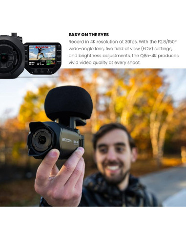 Grabadora de Video Portátil Zoom Q8n-4K UHD 4K, 4 Pistas Audio