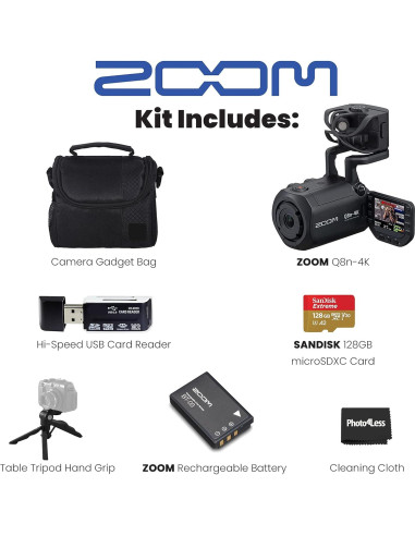 Grabadora de Video Portátil Zoom Q8n-4K UHD 4K, 4 Pistas Audio