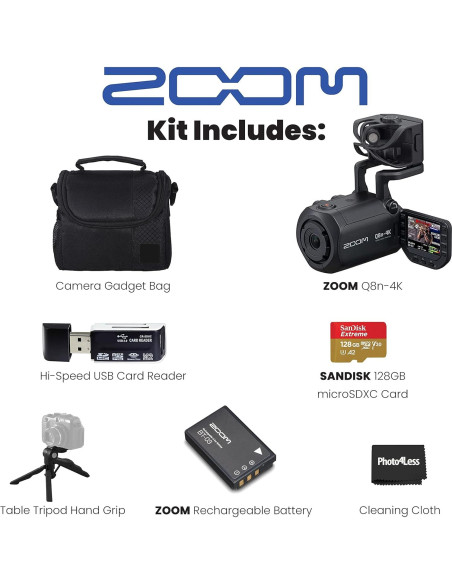 Grabadora de Video Portátil Zoom Q8n-4K UHD 4K, 4 Pistas Audio