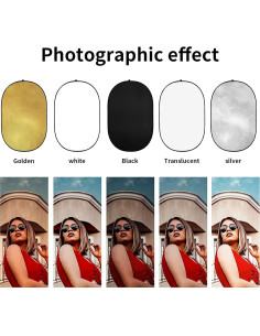 Reflector Plegable Godox 90x120cm 5-en-1 con Bolsa - Dorado, Plateado, Negro, Blanco, Translúcido 2