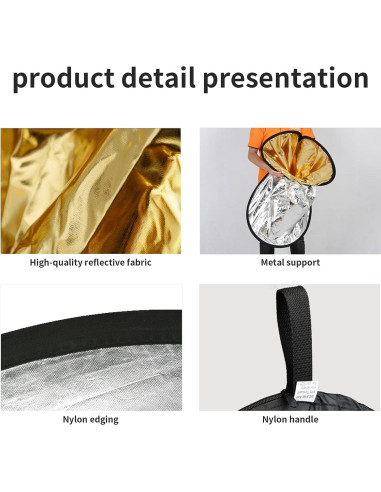 Reflector Plegable Godox 90x120cm 5-en-1 con Bolsa - Dorado, Plateado, Negro, Blanco, Translúcido
