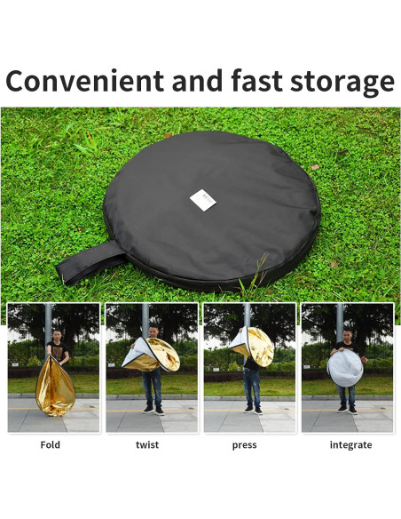 Reflector Plegable Godox 90x120cm 5-en-1 con Bolsa - Dorado, Plateado, Negro, Blanco, Translúcido