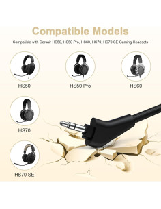 Micrófono de Reemplazo Toxaoii 3.5mm para Corsair HS50 HS60 HS70 2