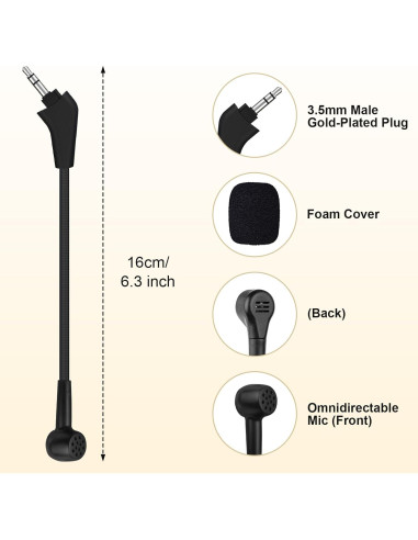 Micrófono de Reemplazo Toxaoii 3.5mm para Corsair HS50 HS60 HS70