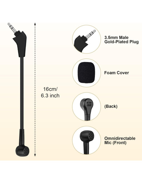 Micrófono de Reemplazo Toxaoii 3.5mm para Corsair HS50 HS60 HS70