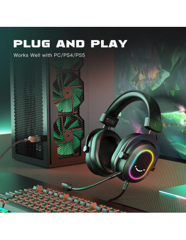 Auriculares para Juegos FIFINE H6+H8 con Micrófono y RGB