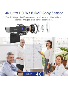 Webcam 4K NexiGo N950P con Control Remoto y Luz LED 2