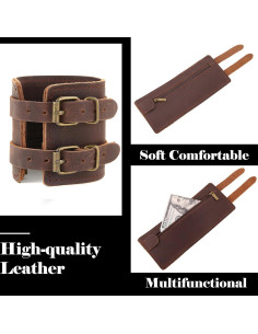 Brazalete de cuero HZMAN para hombres con bolsillo oculto 2