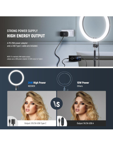 Luz de Anillo LED NEEWER 30cm 24W Bi Color 2900-7000K