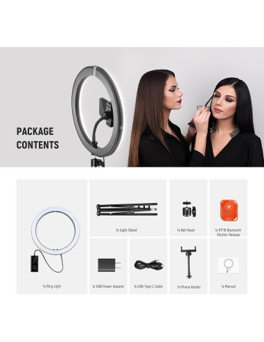 Luz de Anillo LED NEEWER 30cm 24W Bi Color 2900-7000K