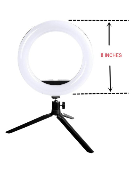 Luz de Anillo LED 20.32 cm Vivitar con Soporte y USB Blanca
