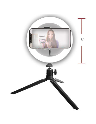 Luz de Anillo LED 20.32 cm Vivitar con Soporte y USB Blanca