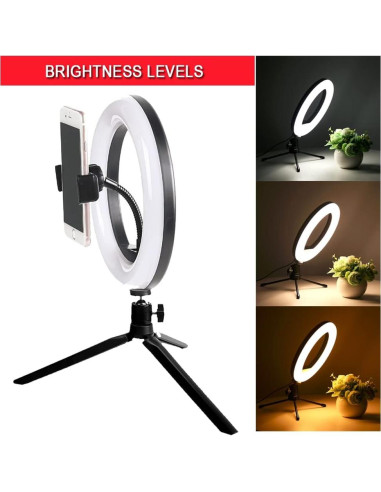 Luz de Anillo LED 20.32 cm Vivitar con Soporte y USB Blanca