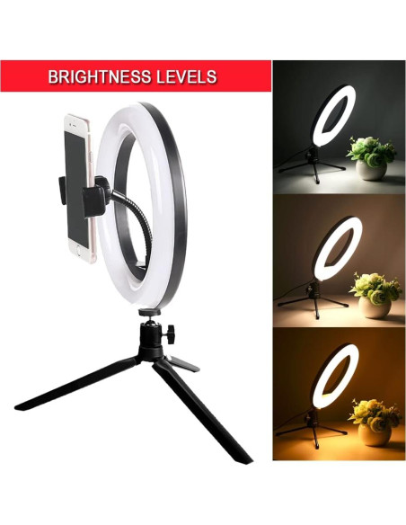 Luz de Anillo LED 20.32 cm Vivitar con Soporte y USB Blanca