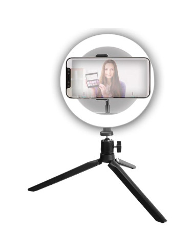 Luz de Anillo LED 20.32 cm Vivitar con Soporte y USB Blanca