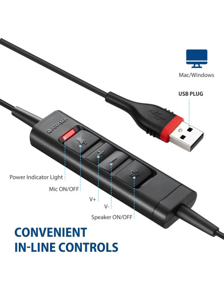 Auriculares USB Arama A800USB con micrófono cancelador de ruido