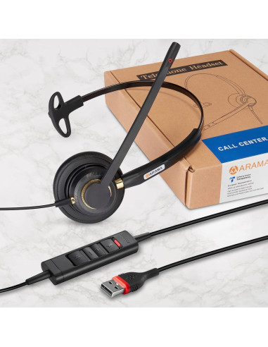 Auriculares USB Arama A800USB con micrófono cancelador de ruido