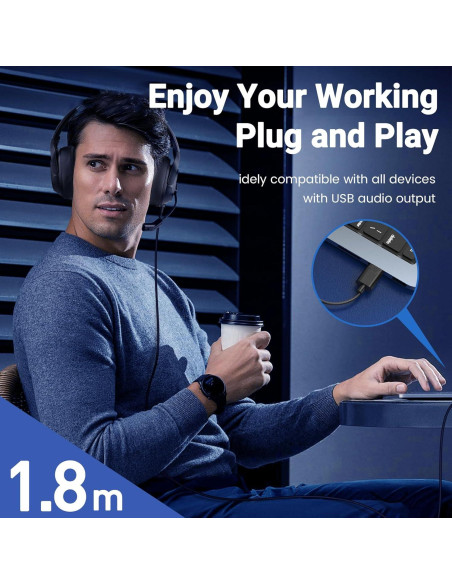 Auricular USB EKSA H2 con micrófono y cancelación de ruido
