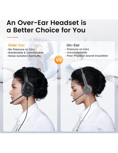 Auriculares EKSA H2 con micrófono USB y cancelación de ruido