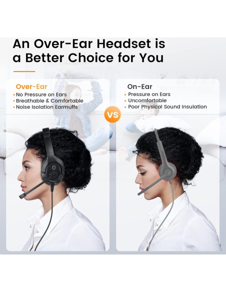 Auriculares EKSA H2 con micrófono USB y cancelación de ruido