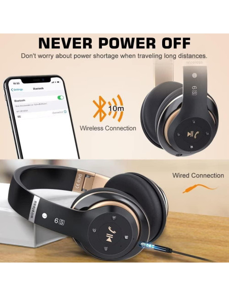 Auriculares Inalámbricos PRTUKYT 6S Bluetooth 5.0 Hi-Fi Negro