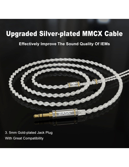 Auriculares In-Ear BASN MMCX HiFi con Bajo Potente - Blanco