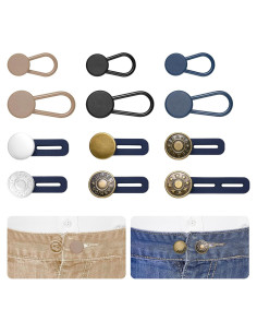 Extensores de Cintura para Pantalones EZJIAYOU - 12 Pcs Ajustables
