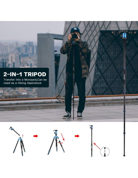 Trípode ZOMEI Z818 de Aluminio 165 cm Ligero 1.58 kg