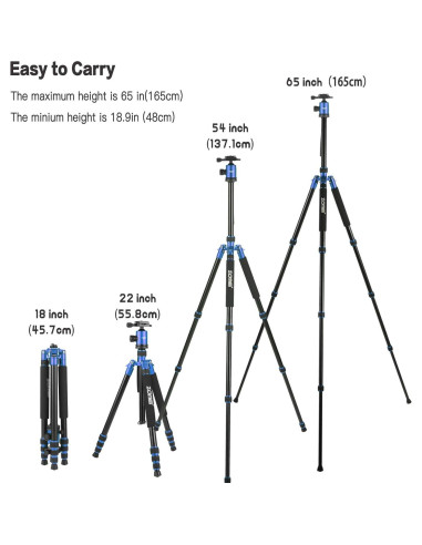 Trípode ZOMEI Z818 de Aluminio 165 cm Ligero 1.58 kg
