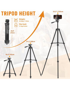Trípode Ligero Luswemi 135 cm para Teléfono y Cámara 2