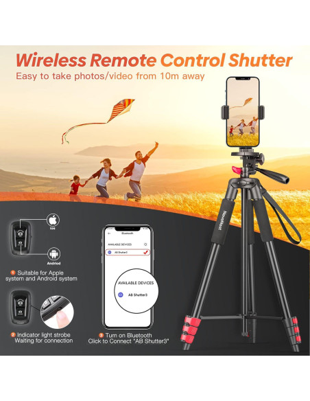 Trípode para teléfono NovoNost KT65 con control remoto 165 cm