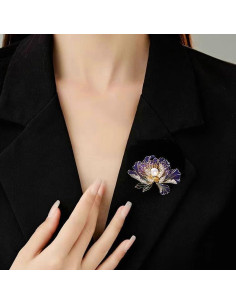 Broche de Flores Elegante GOGB PBDK con Circonios y Esmalte 2