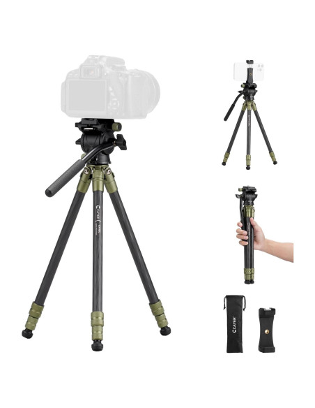 Trípode de fibra de carbono Cayer CH10L con cabezal fluido S1