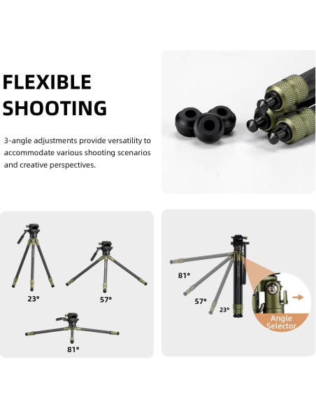 Trípode de fibra de carbono Cayer CH10L con cabezal fluido S1