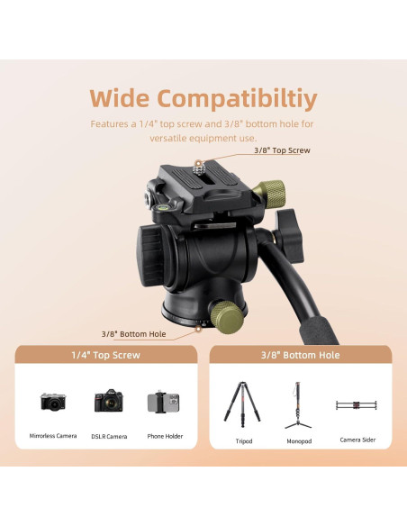 Trípode de fibra de carbono Cayer CH10L con cabezal fluido S1