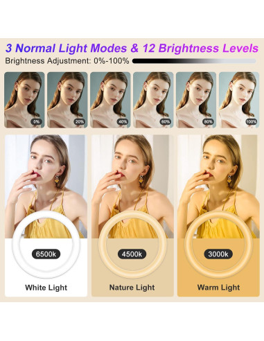 Luz de Anillo STALLY 31.24 cm con Trípode Ajustable 160 cm