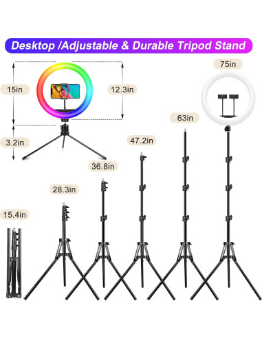 Luz de Anillo STALLY 31.24 cm con Trípode Ajustable 160 cm
