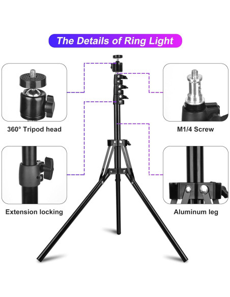 Luz de Anillo STALLY 31.24 cm con Trípode Ajustable 160 cm