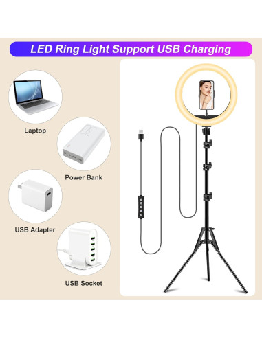 Luz de Anillo STALLY 31.24 cm con Trípode Ajustable 160 cm