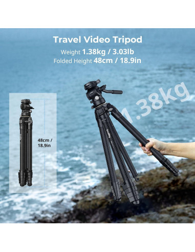 Trípode de Viaje SmallRig de Fibra de Carbono 1.37kg 158cm