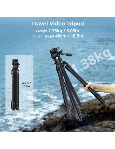 Trípode de Viaje SmallRig de Fibra de Carbono 1.37kg 158cm