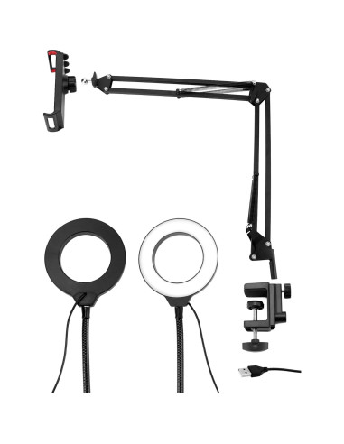 Soporte de Cámara de Techo QWORK con Luz de Anillo 15.24 cm